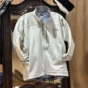 Women’s The North Face Ivory and Gray Ski Jacket with Stand-up Collar